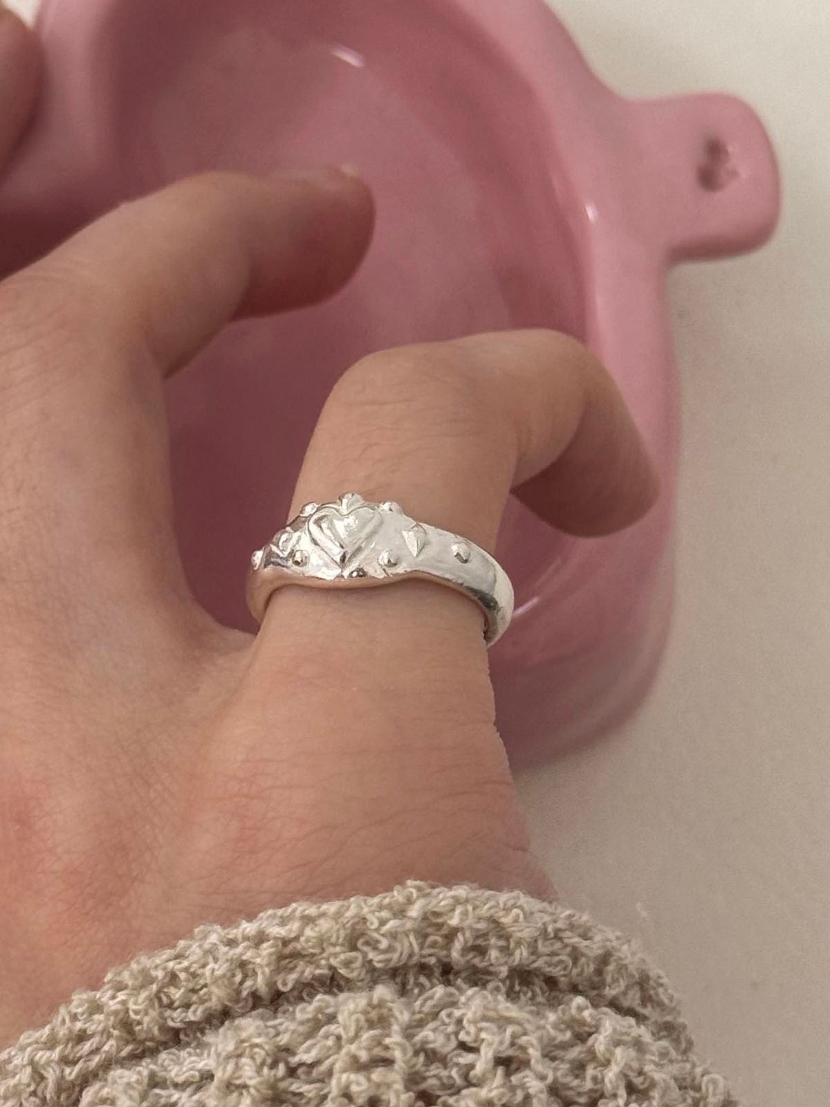 러브트릭스(LOVETRIX) Silver925 Heart drawing bold ring2