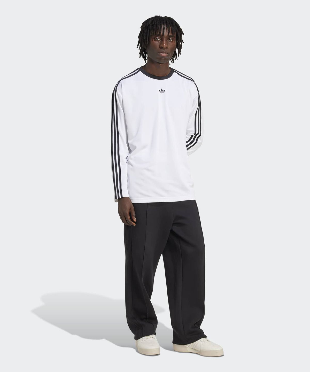 아디다스(ADIDAS) 자카드 롱 슬리브 저지 - 화이트 / JX1519