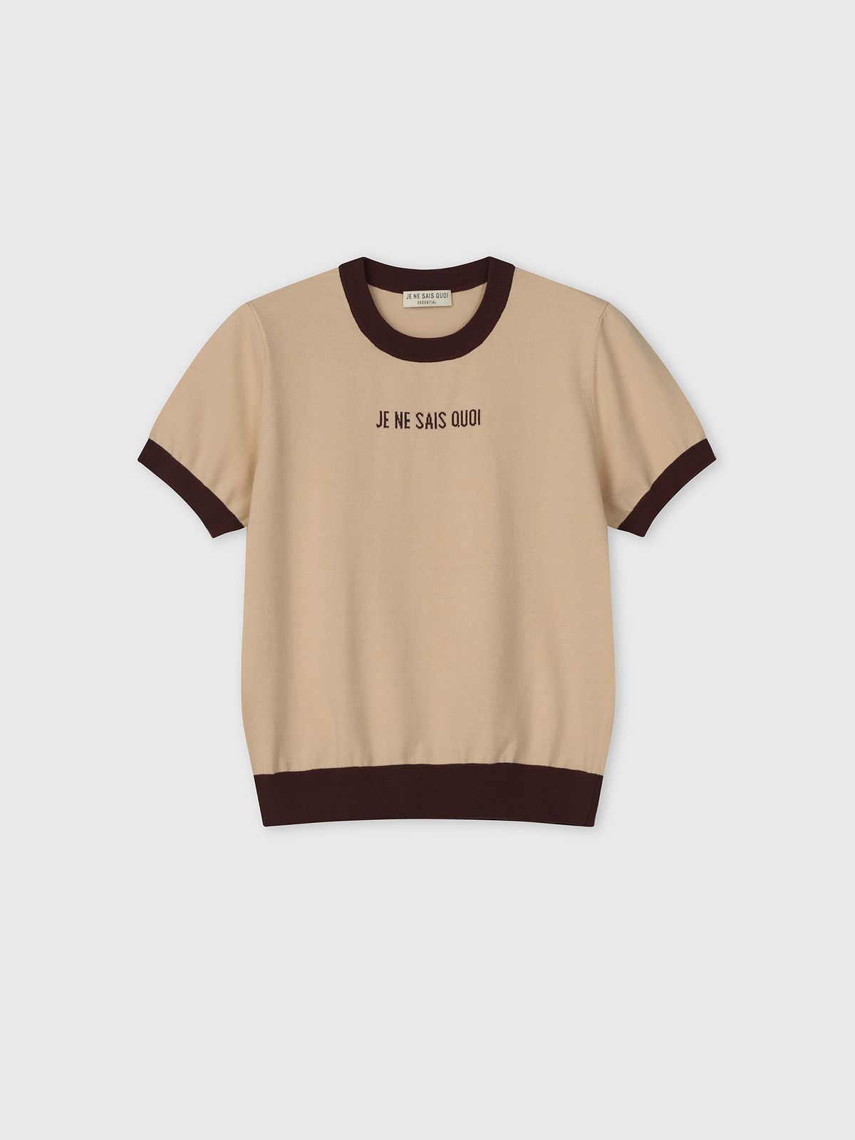 주느세콰(JE NE SAIS QUOI) 로고 티핑 반팔 니트_브라운