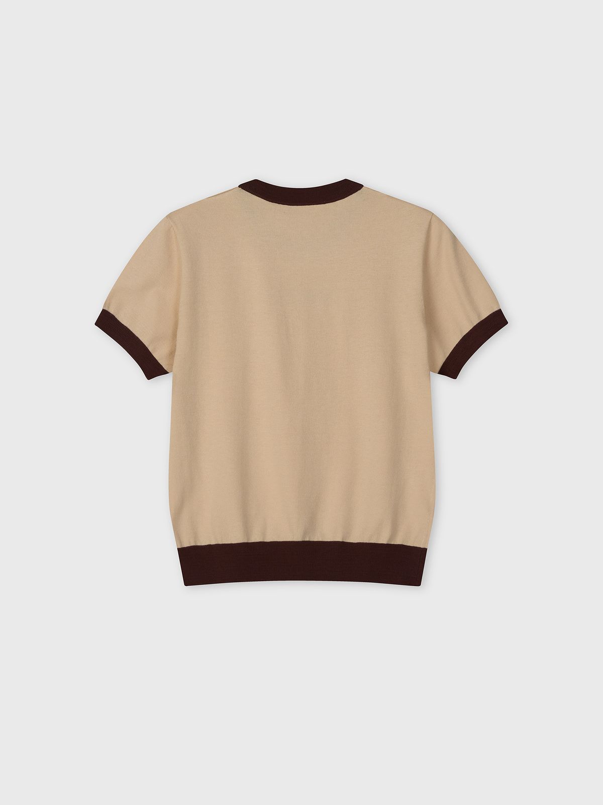 주느세콰(JE NE SAIS QUOI) 로고 티핑 반팔 니트_브라운