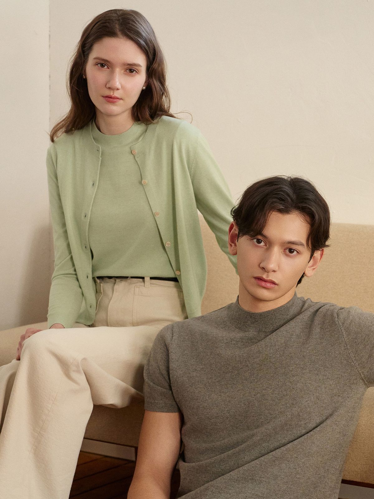 주느세콰(JE NE SAIS QUOI) 에센셜 크루넥 기본 캐시미어 가디건_민트