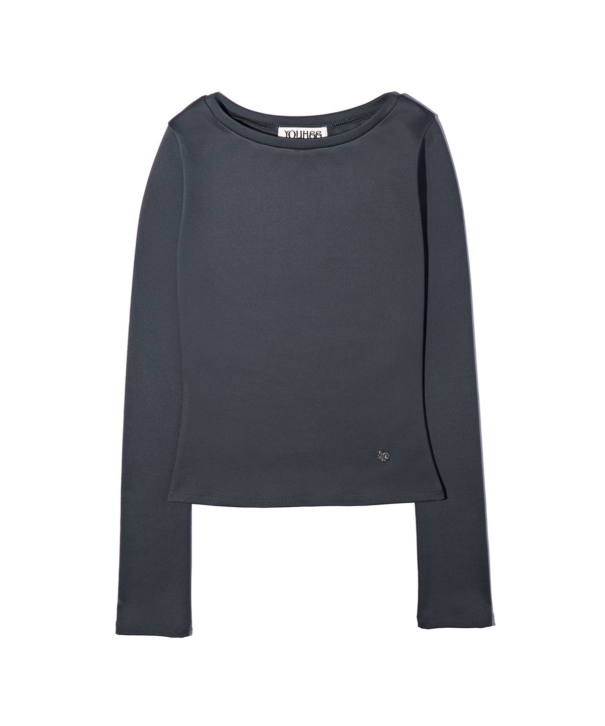 유희(YOUHEE) BASIC BOAT NECK LONG SLEEVE CHARCOAL