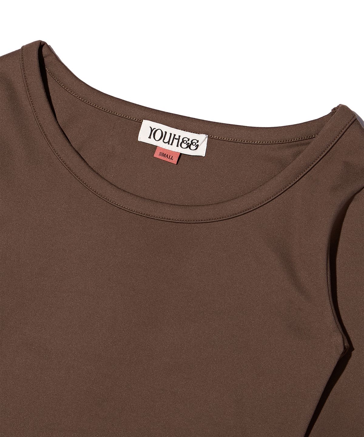 유희(YOUHEE) BASIC U-NECK QUARTER SLEEVE BROWN