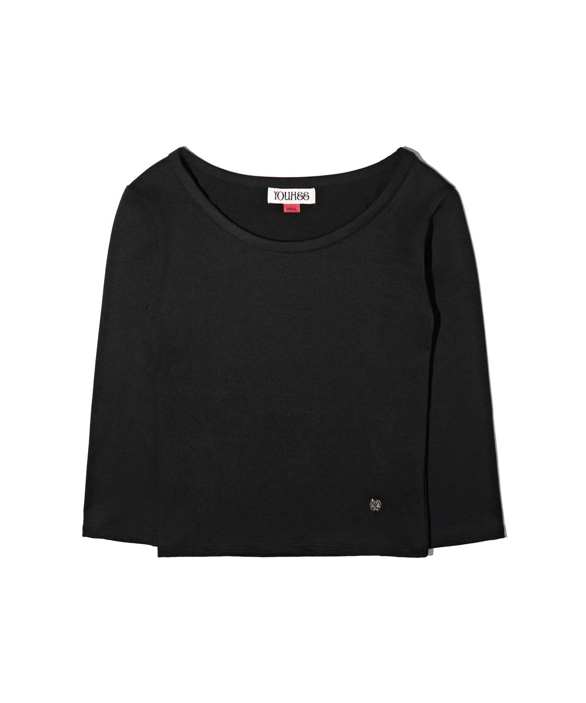 유희(YOUHEE) BASIC U-NECK QUARTER SLEEVE BLACK