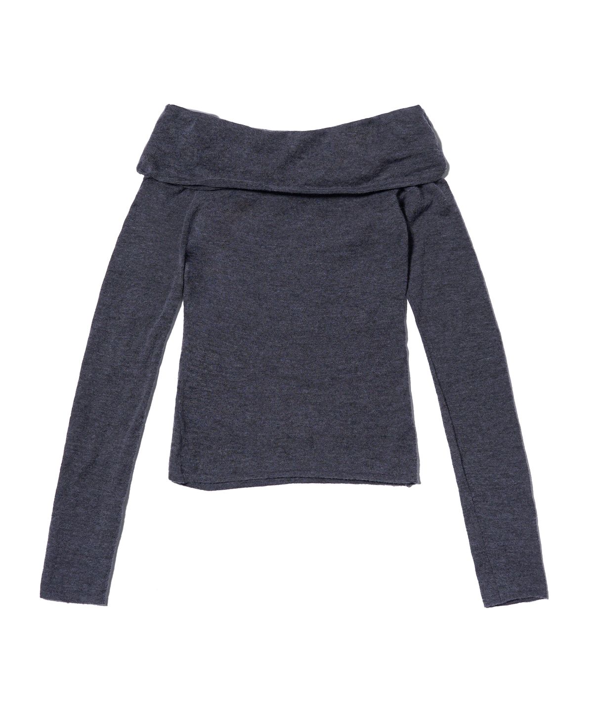 유희(YOUHEE) BASIC OFF SHOULDER KNIT CHARCOAL