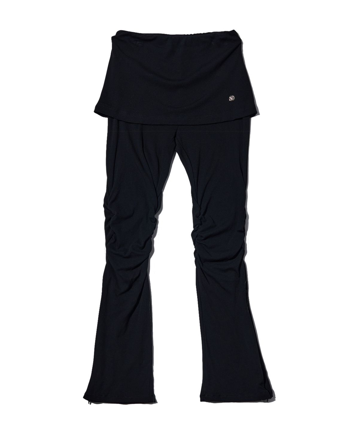 유희(YOUHEE) BASIC SHIRRING LAYERED SKIRT PANTS BLACK