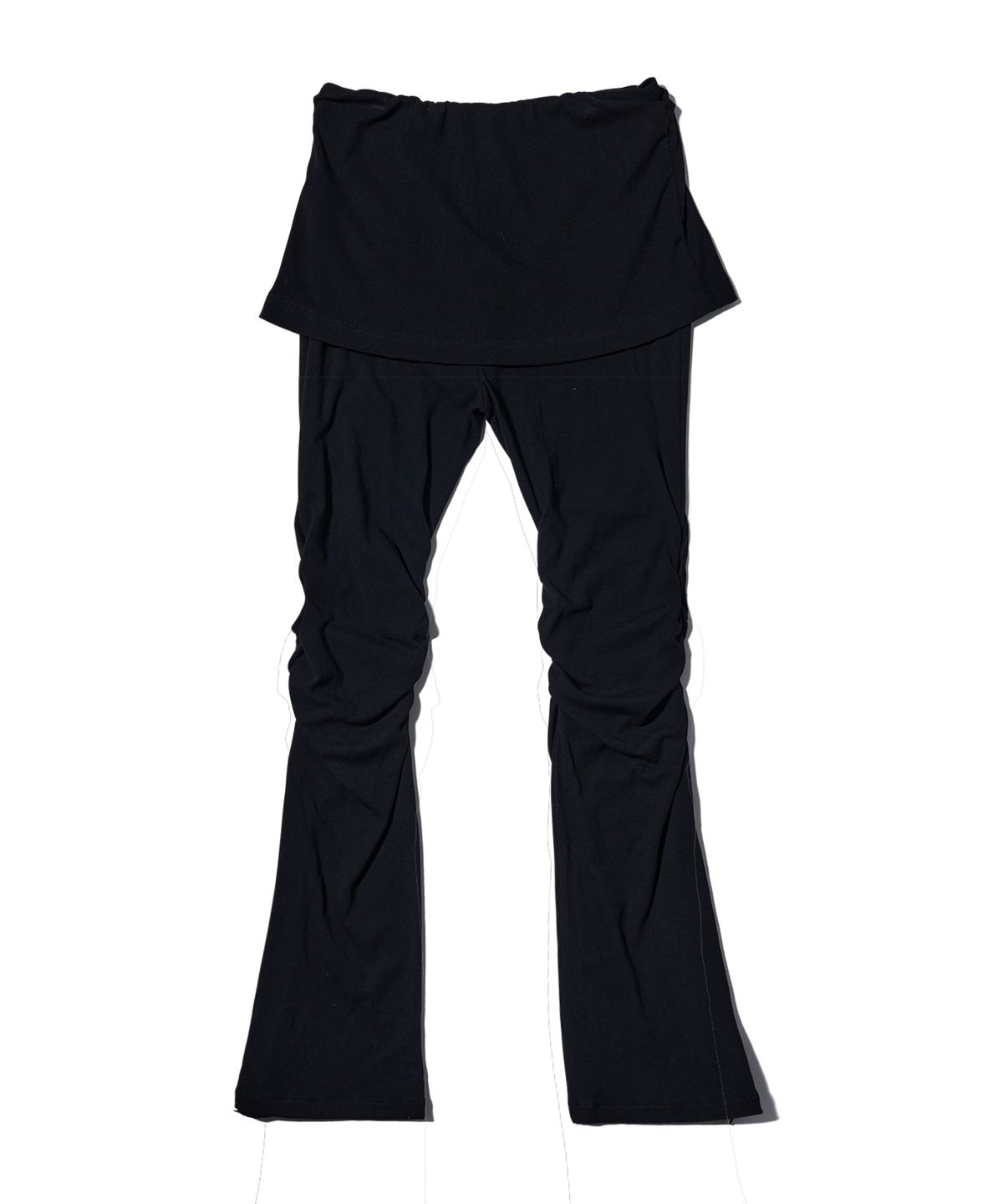유희(YOUHEE) BASIC SHIRRING LAYERED SKIRT PANTS BLACK