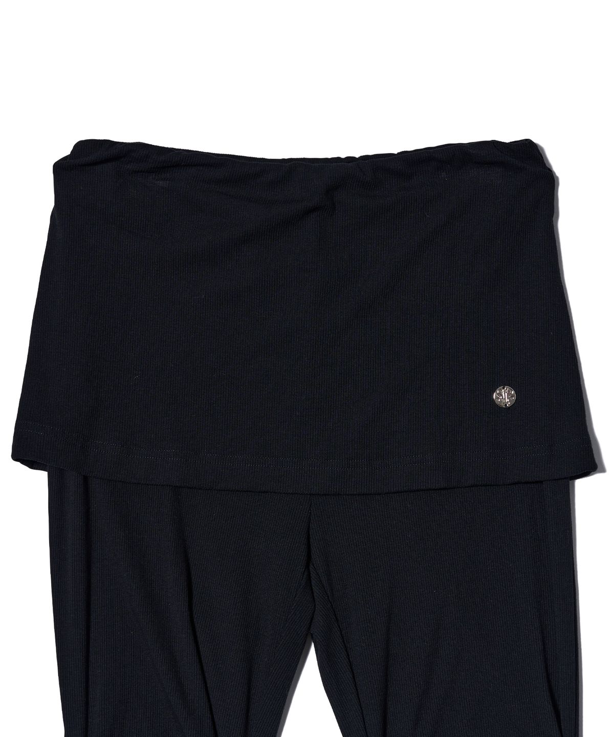유희(YOUHEE) BASIC SHIRRING LAYERED SKIRT PANTS BLACK