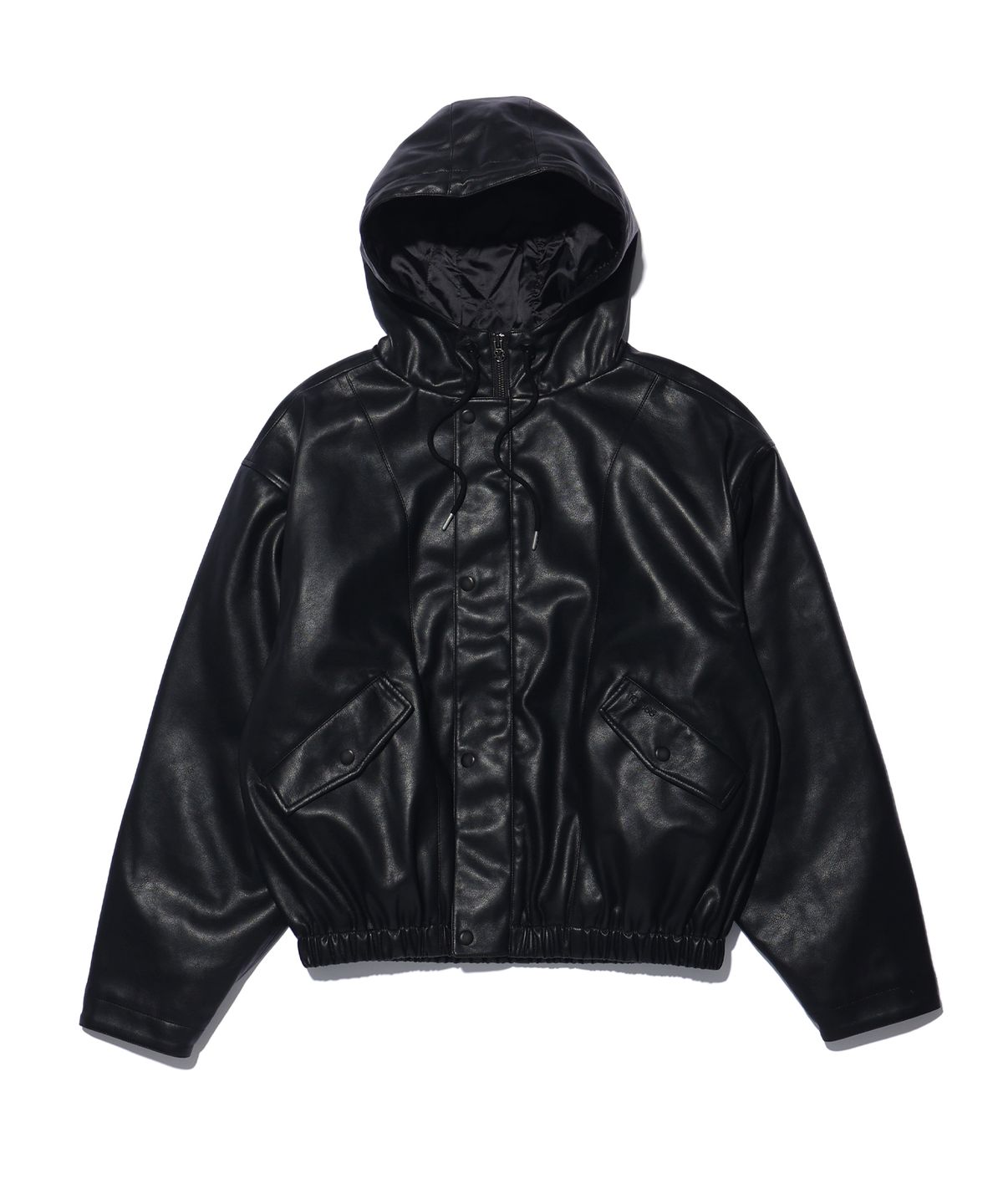 유희(YOUHEE) FAUX LEATHER JUMPER BLACK