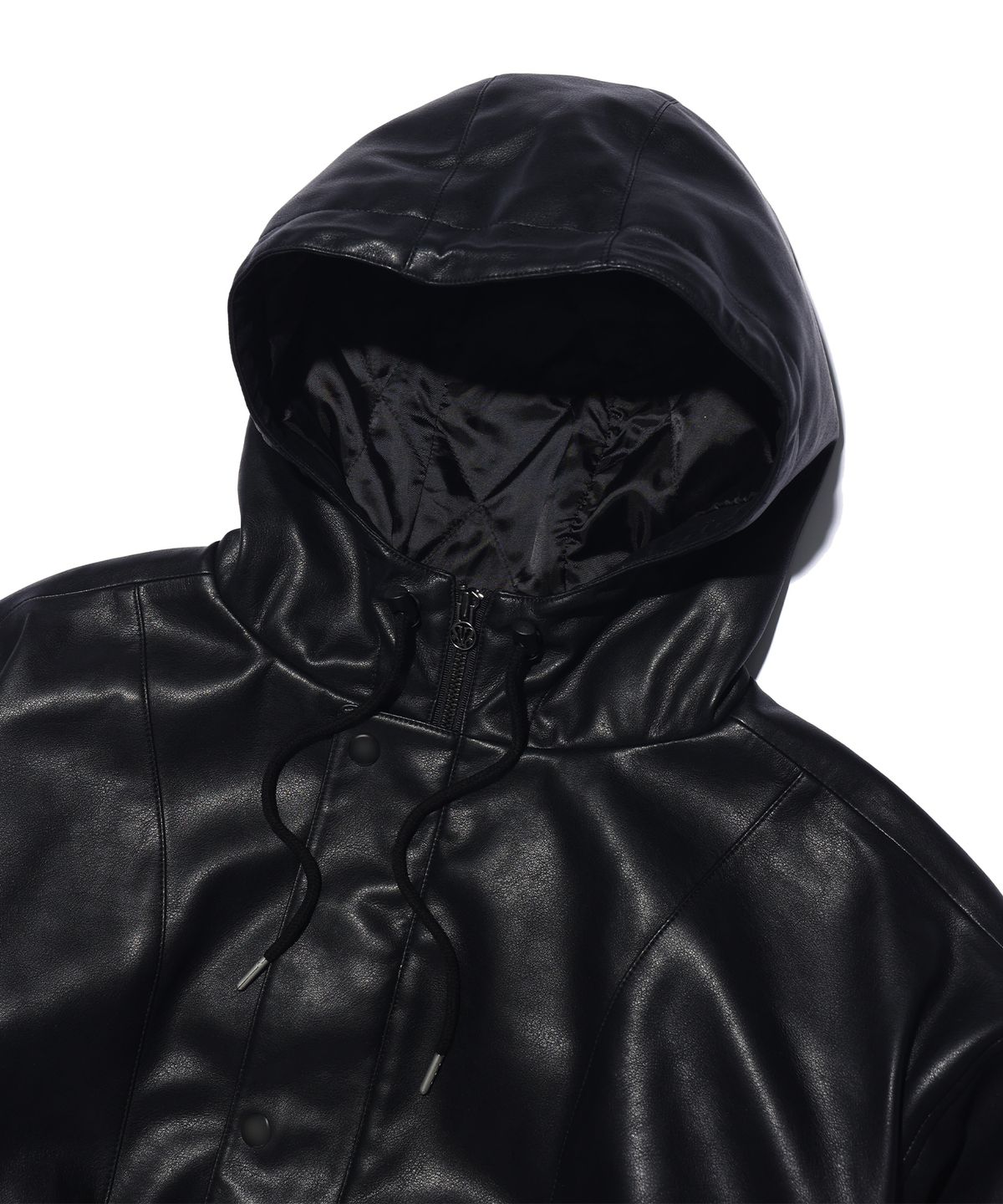 유희(YOUHEE) FAUX LEATHER JUMPER BLACK