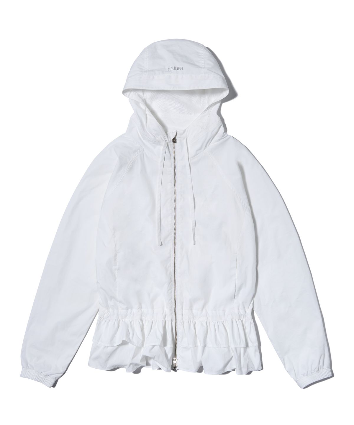 유희(YOUHEE) RUFFLE DETAILED WINDBREAKER WHITE