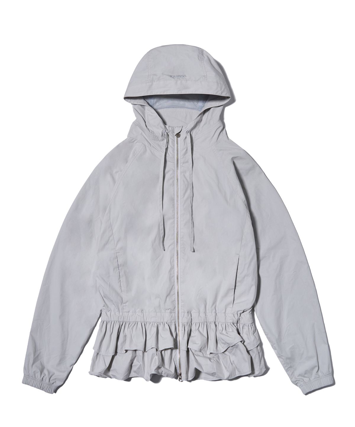 유희(YOUHEE) RUFFLE DETAILED WINDBREAKER GREY