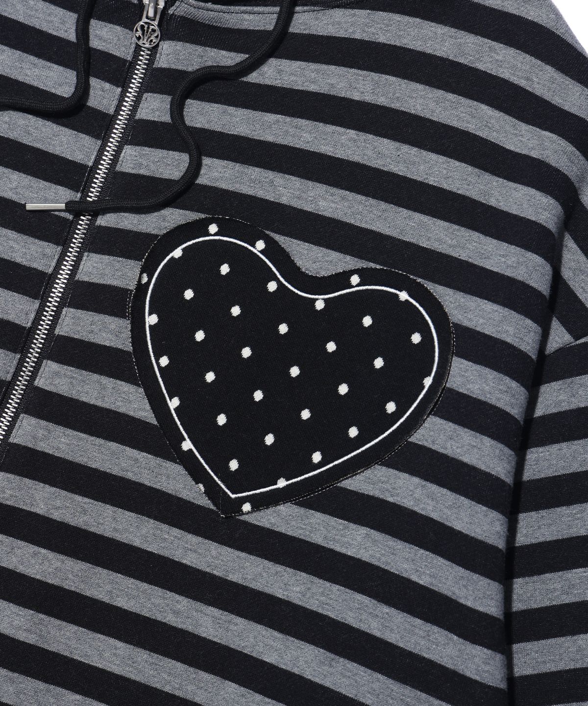 유희(YOUHEE) I LOVE APPLIQUE HOOD ZIP-UP CHARCOAL