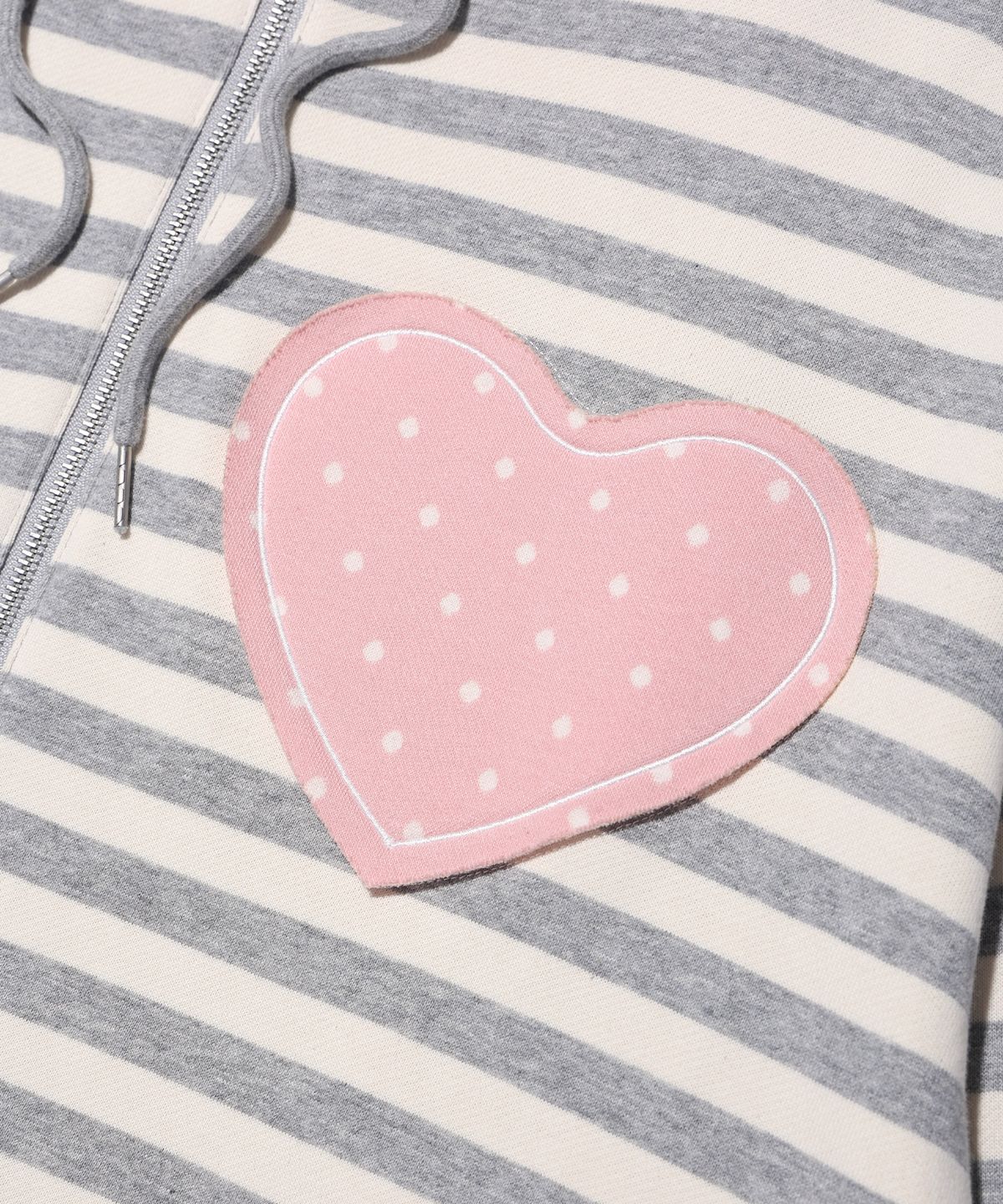 유희(YOUHEE) I LOVE APPLIQUE HOOD ZIP-UP MELANGE GREY