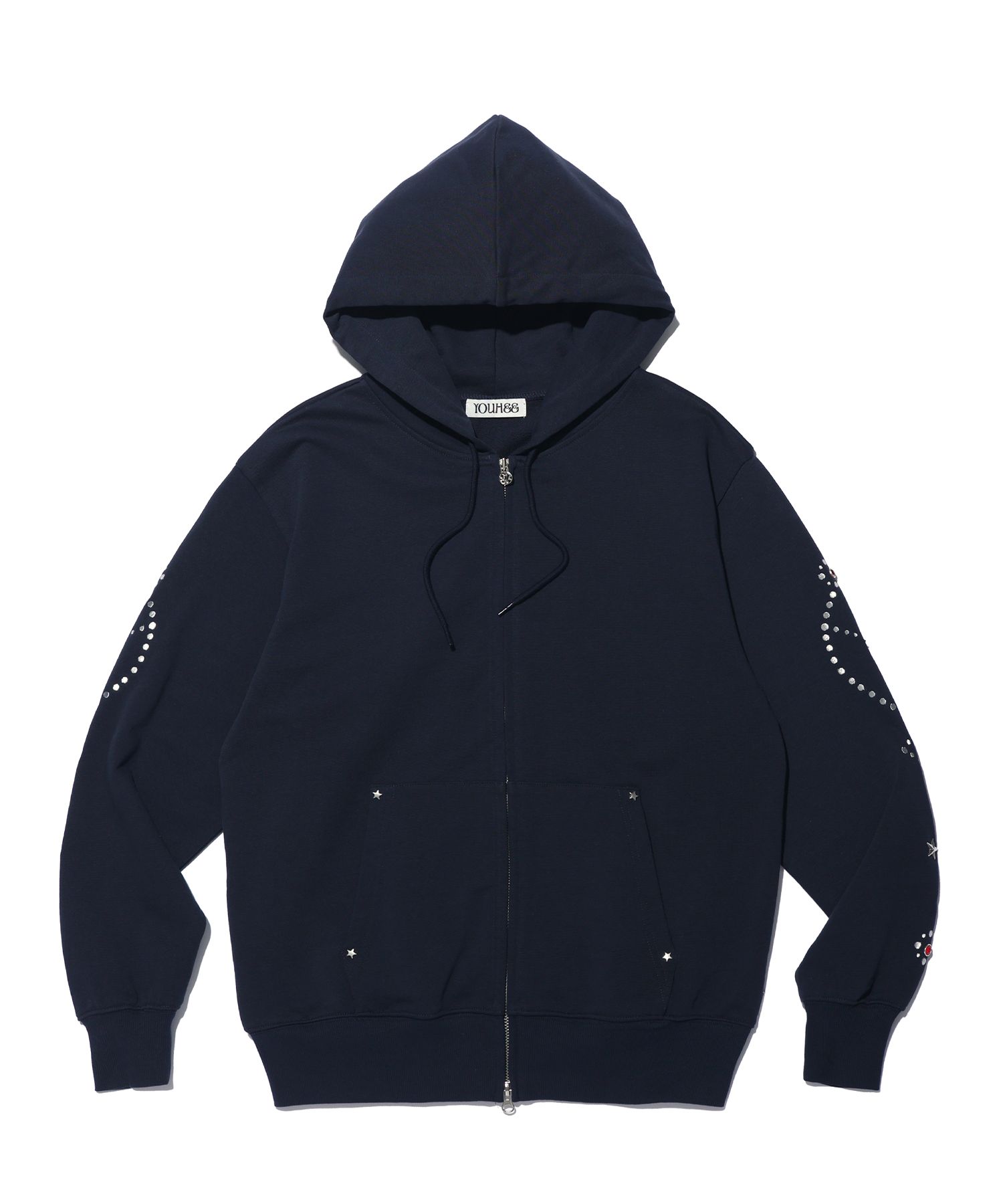 MUSINSA公式 | YOUHEE STAR HOTFIX HOOD ZIP-UP NAVY