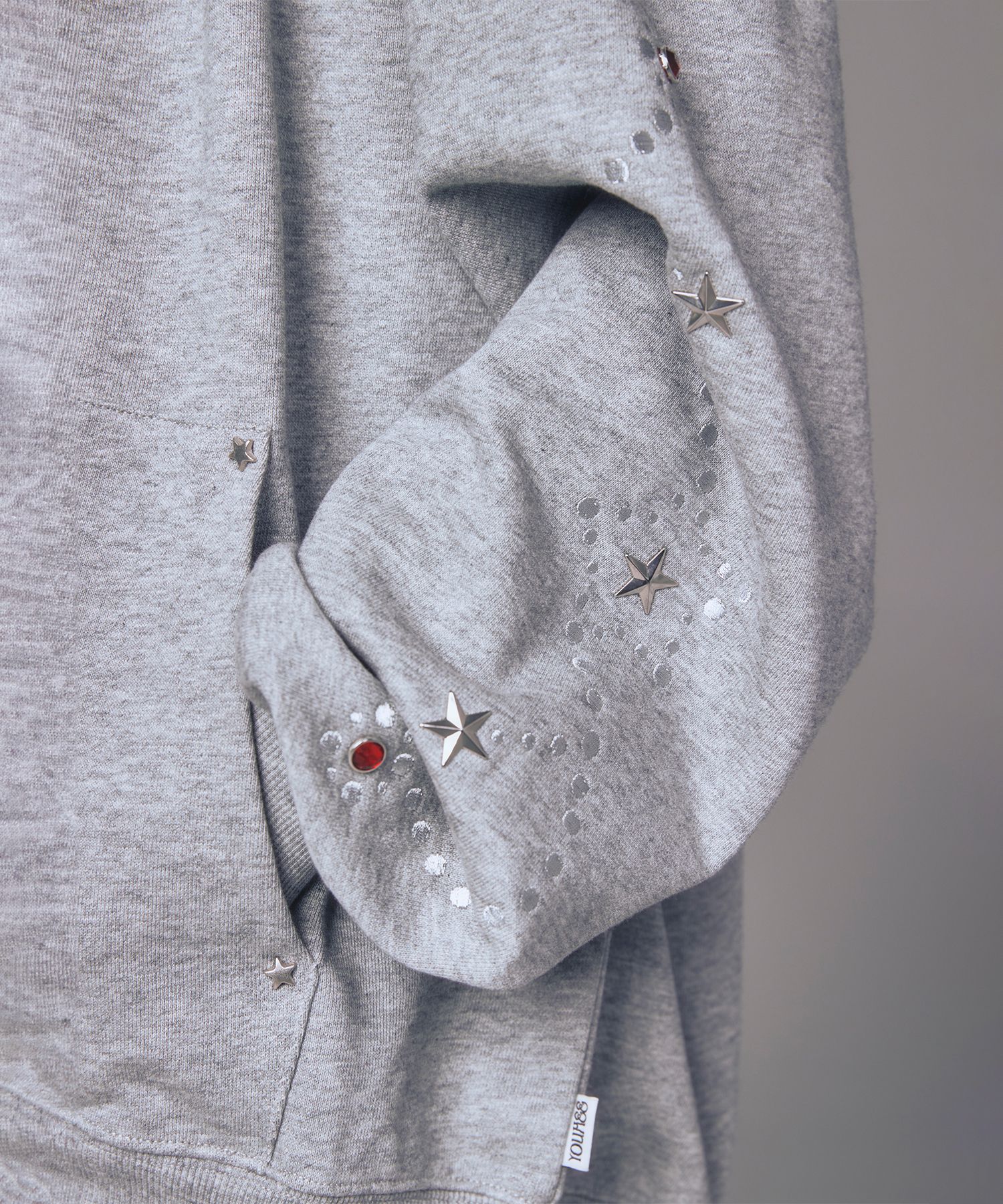 MUSINSA | YOUHEE STAR HOTFIX HOOD ZIP-UP MELANGE GREY