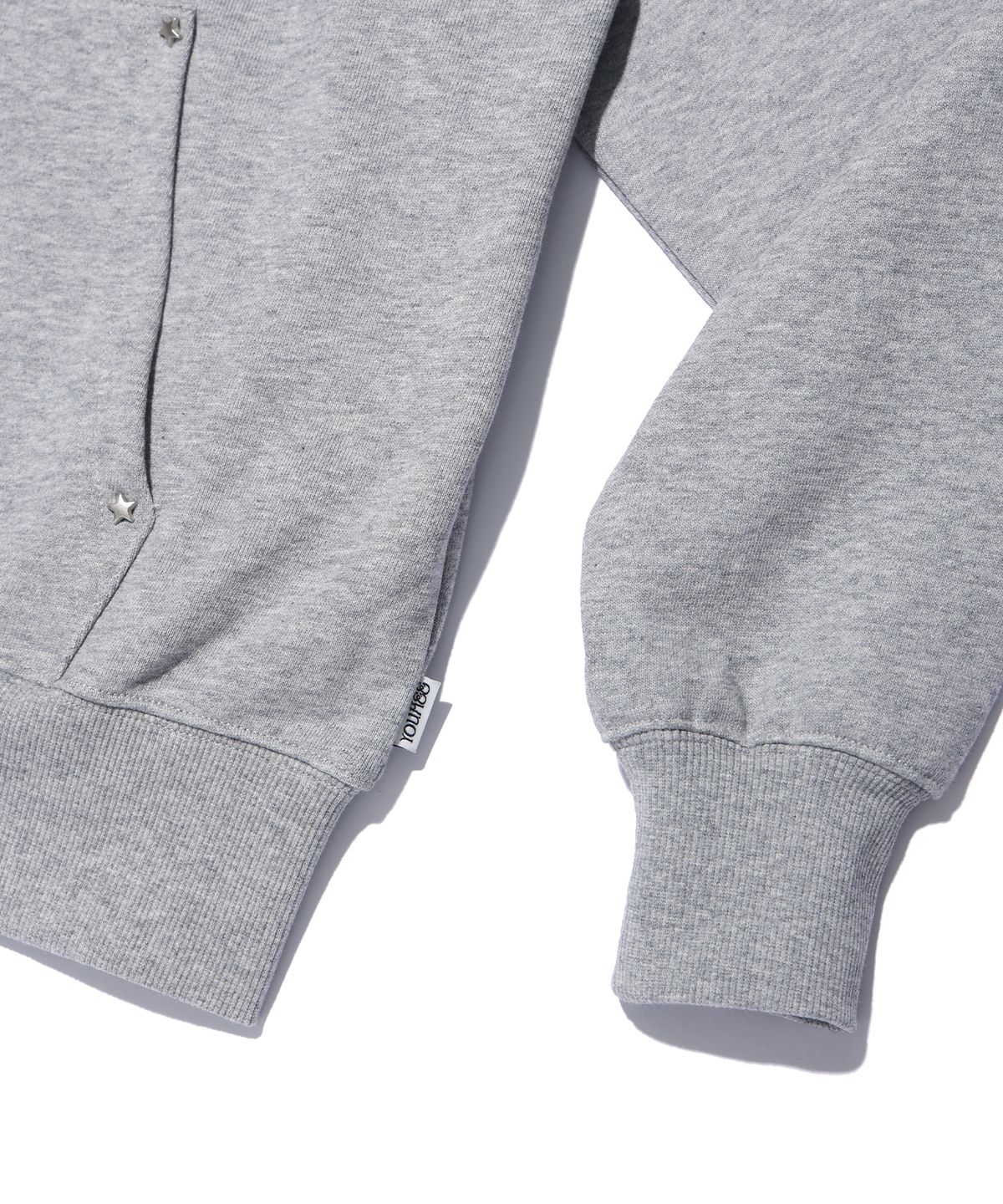 유희(YOUHEE) STAR HOTFIX HOOD ZIP-UP MELANGE GREY