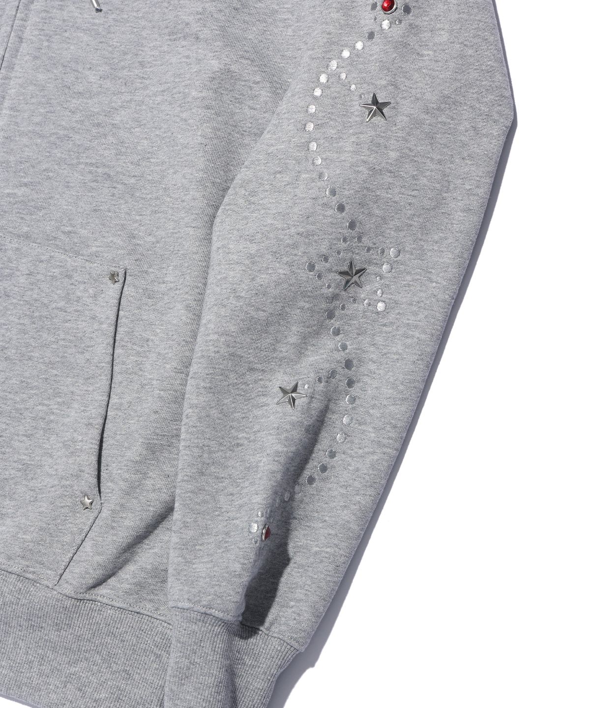 유희(YOUHEE) STAR HOTFIX HOOD ZIP-UP MELANGE GREY
