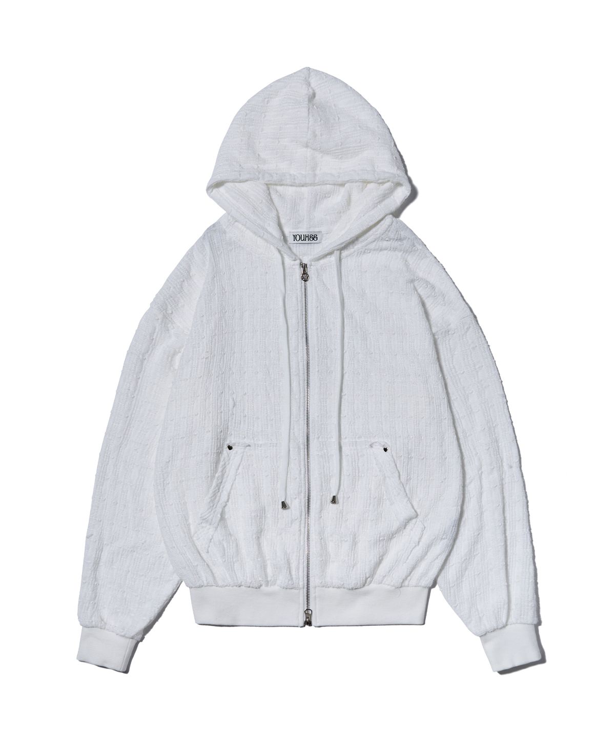 유희(YOUHEE) LACE HOOD ZIP-UP WHITE