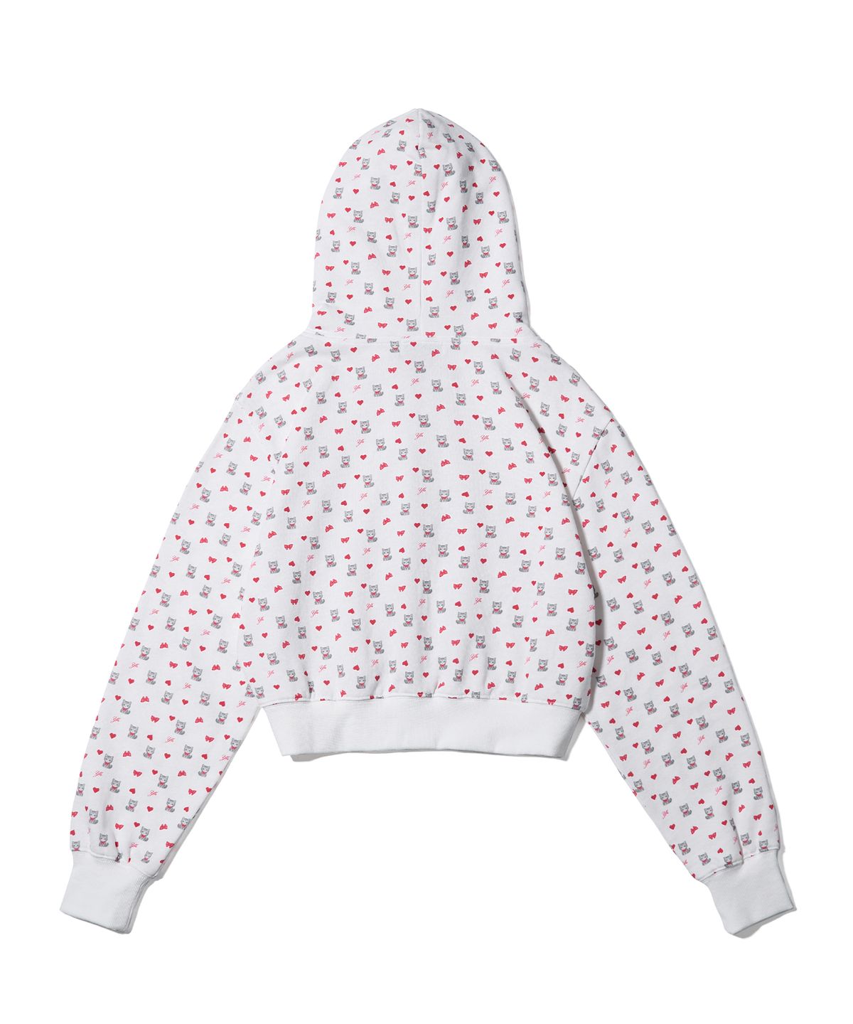 유희(YOUHEE) PETITE PATTERN HOOD ZIP-UP WHITE