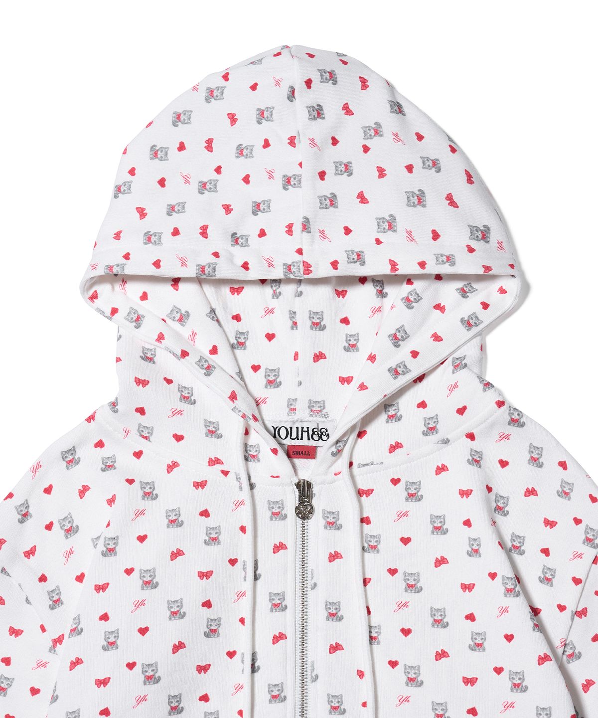유희(YOUHEE) PETITE PATTERN HOOD ZIP-UP WHITE