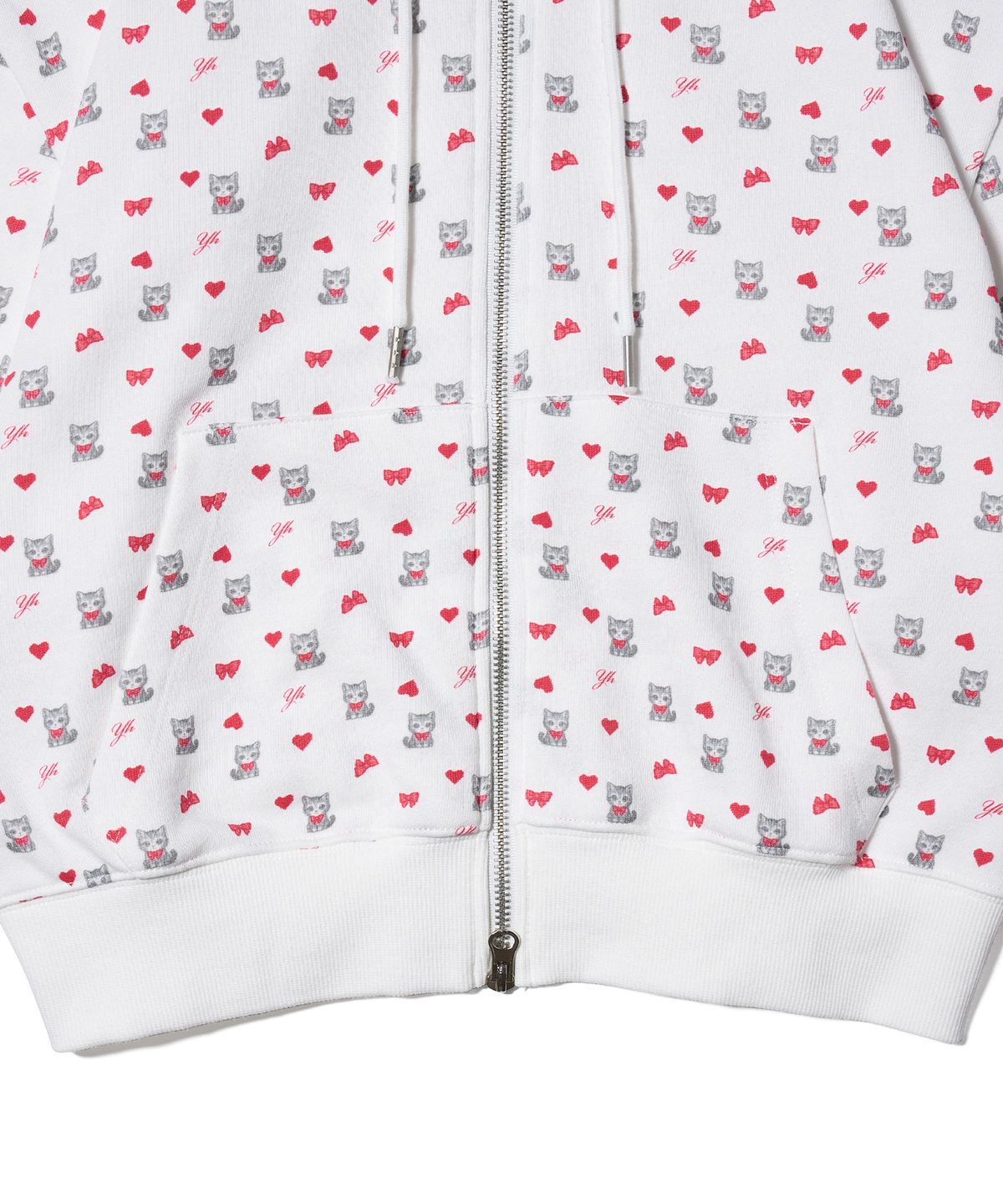 유희(YOUHEE) PETITE PATTERN HOOD ZIP-UP WHITE