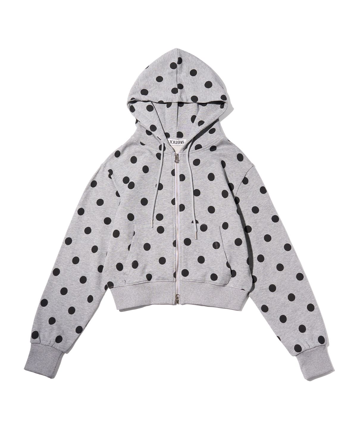 유희(YOUHEE) PETITE PATTERN HOOD ZIP-UP MELANGE GREY