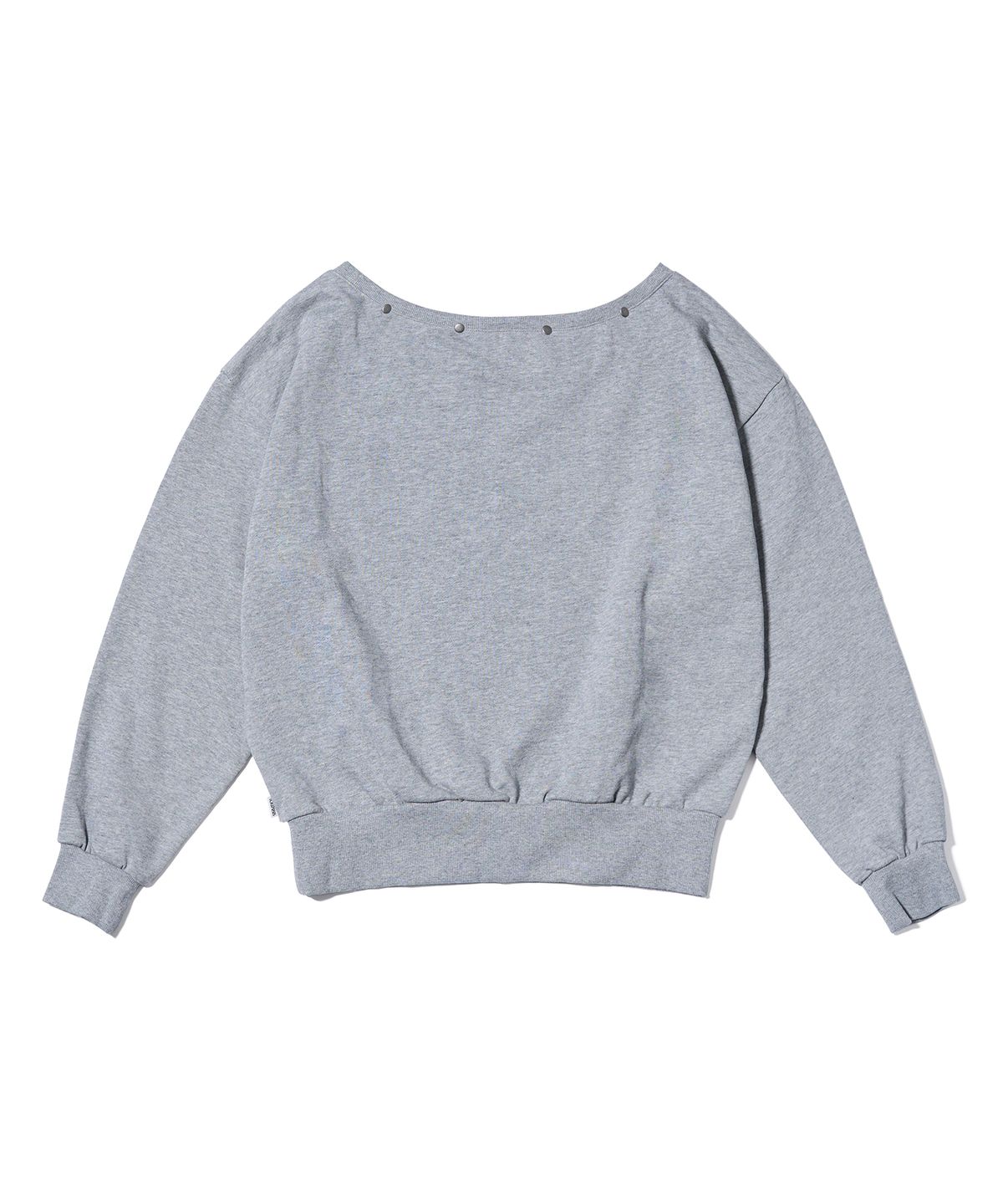 유희(YOUHEE) YOUHEETIC HOTFIX OFF-SHOULDER SWEATSHIRTS MELANGE GREY