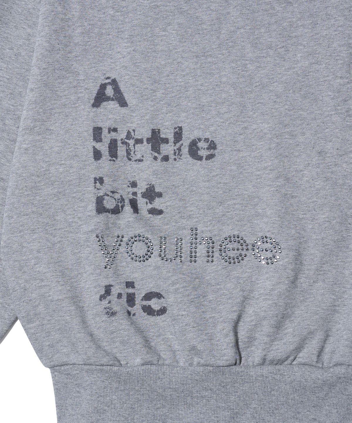 유희(YOUHEE) YOUHEETIC HOTFIX OFF-SHOULDER SWEATSHIRTS MELANGE GREY