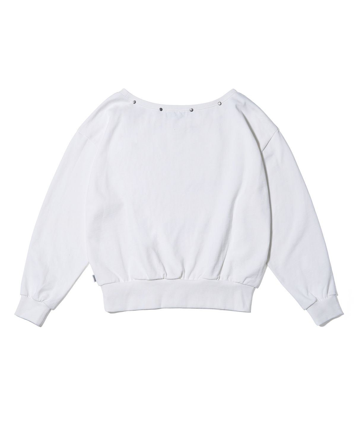 유희(YOUHEE) YOUHEETIC HOTFIX OFF-SHOULDER SWEATSHIRTS WHITE