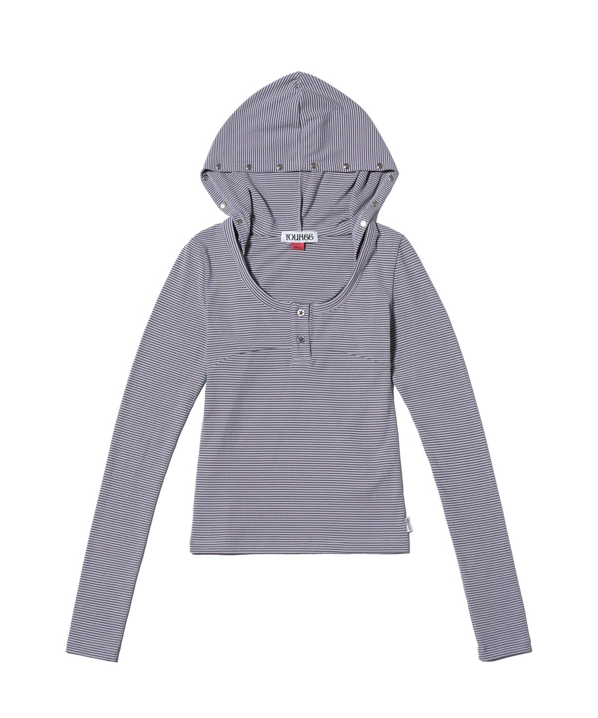 유희(YOUHEE) STUD DETAILED HOODIE LONG SLEEVE GREY