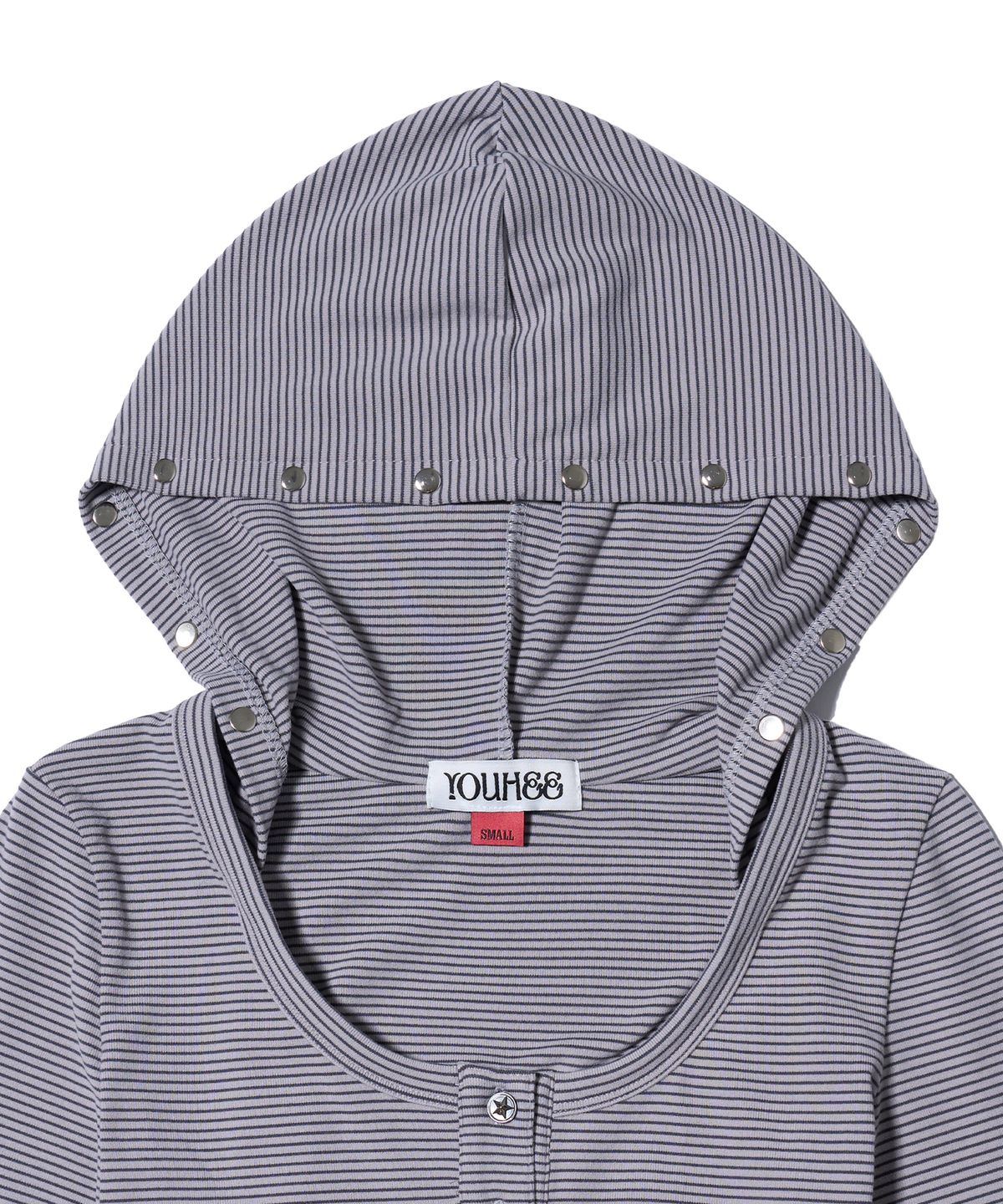 유희(YOUHEE) STUD DETAILED HOODIE LONG SLEEVE GREY
