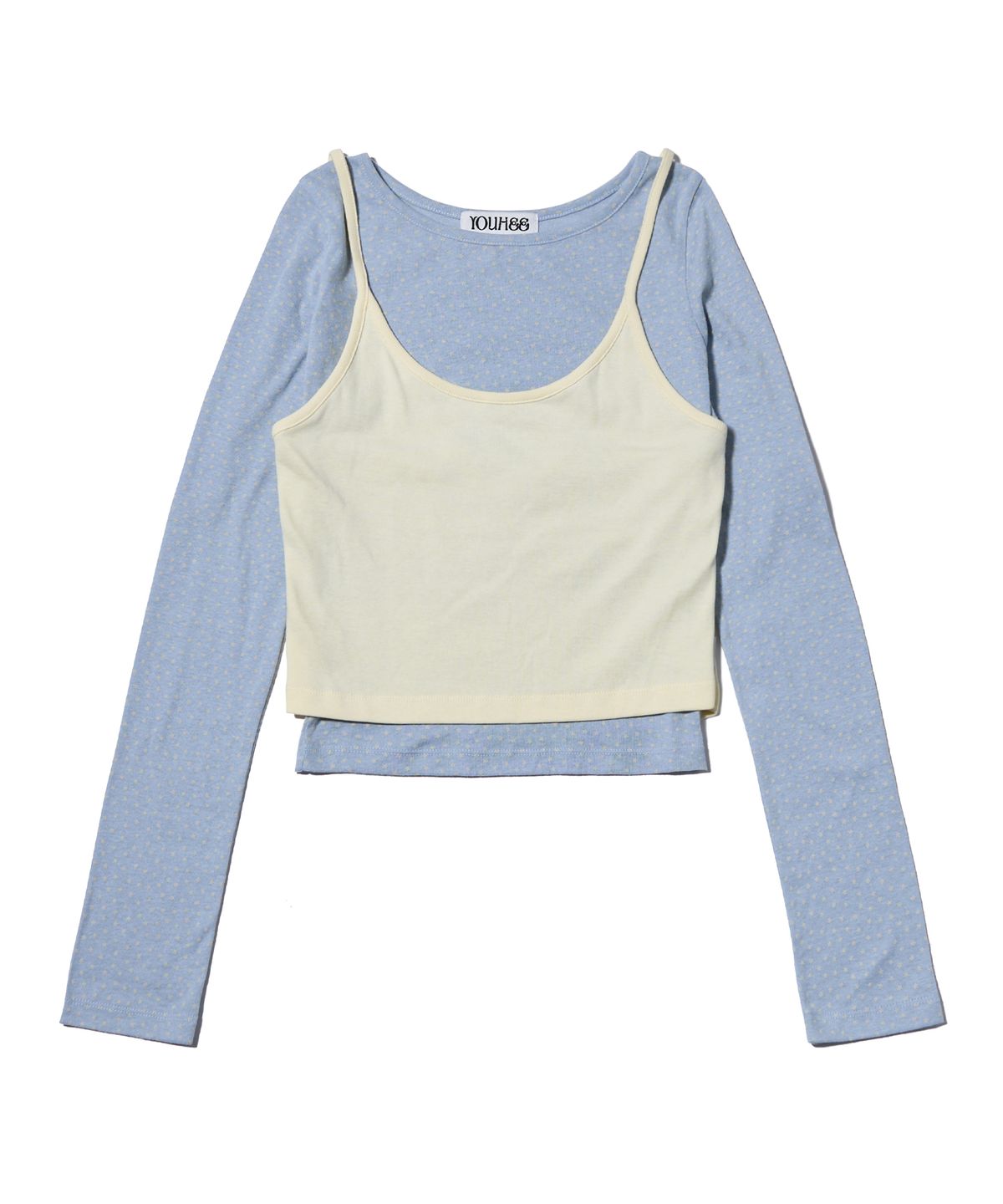 유희(YOUHEE) HALTER NECK LAYERED LONG SLEEVE LIGHT BLUE