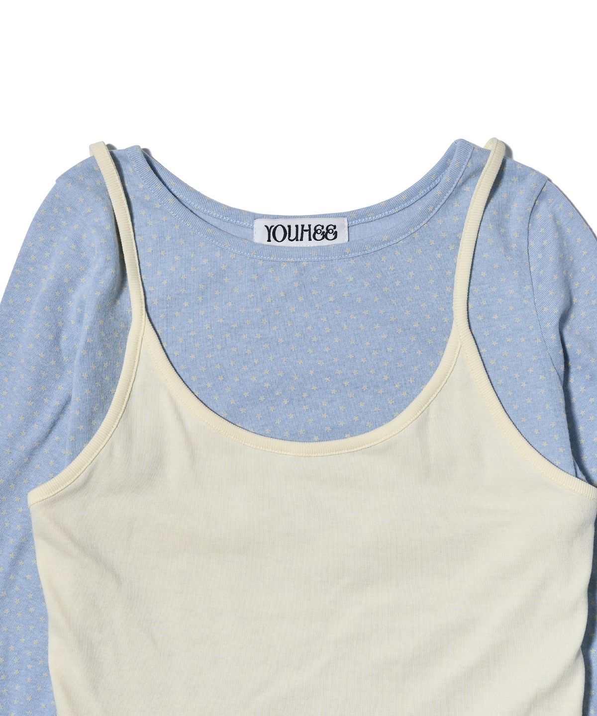 유희(YOUHEE) HALTER NECK LAYERED LONG SLEEVE LIGHT BLUE