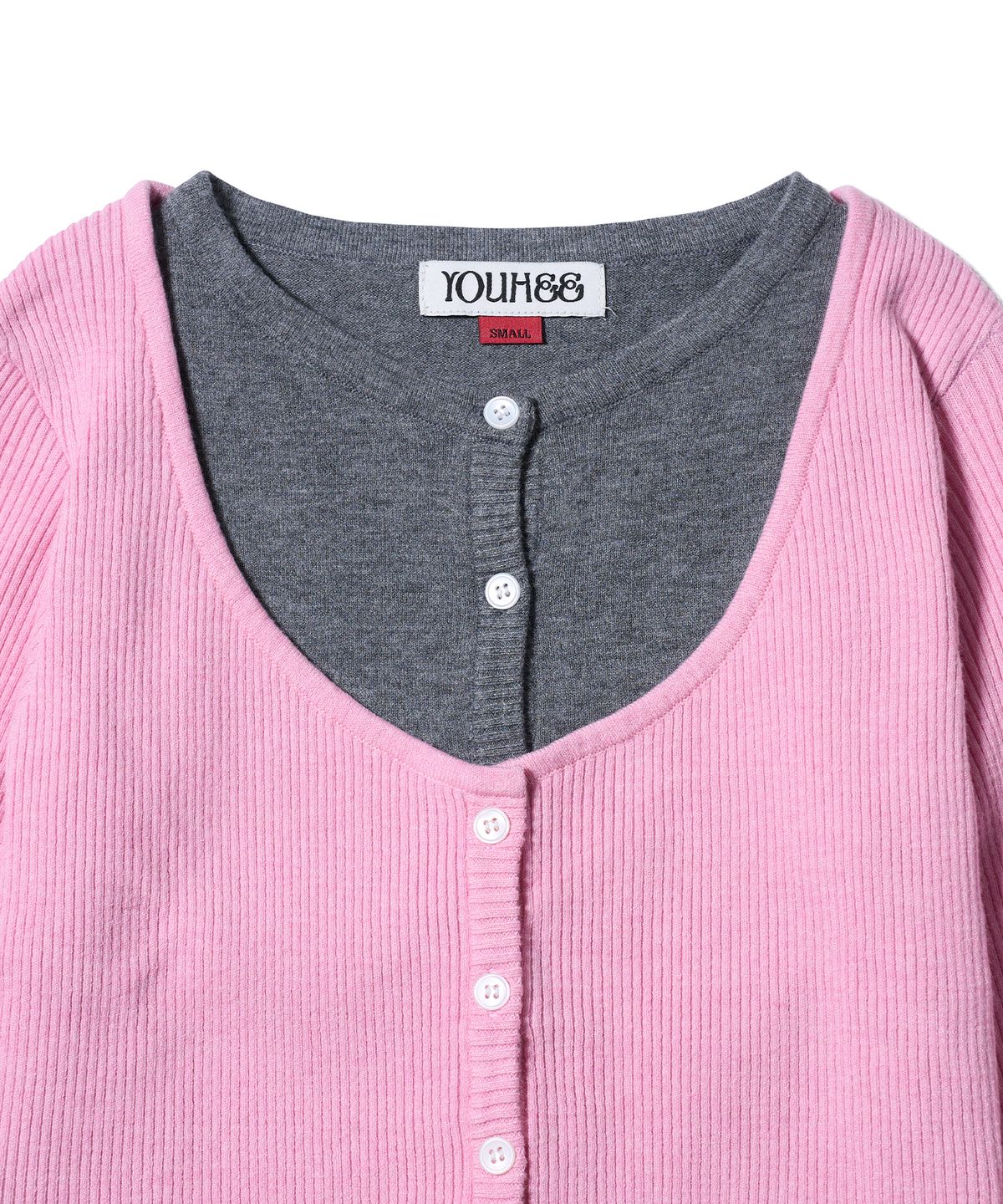 유희(YOUHEE) LAYERED CARDIGAN PINK