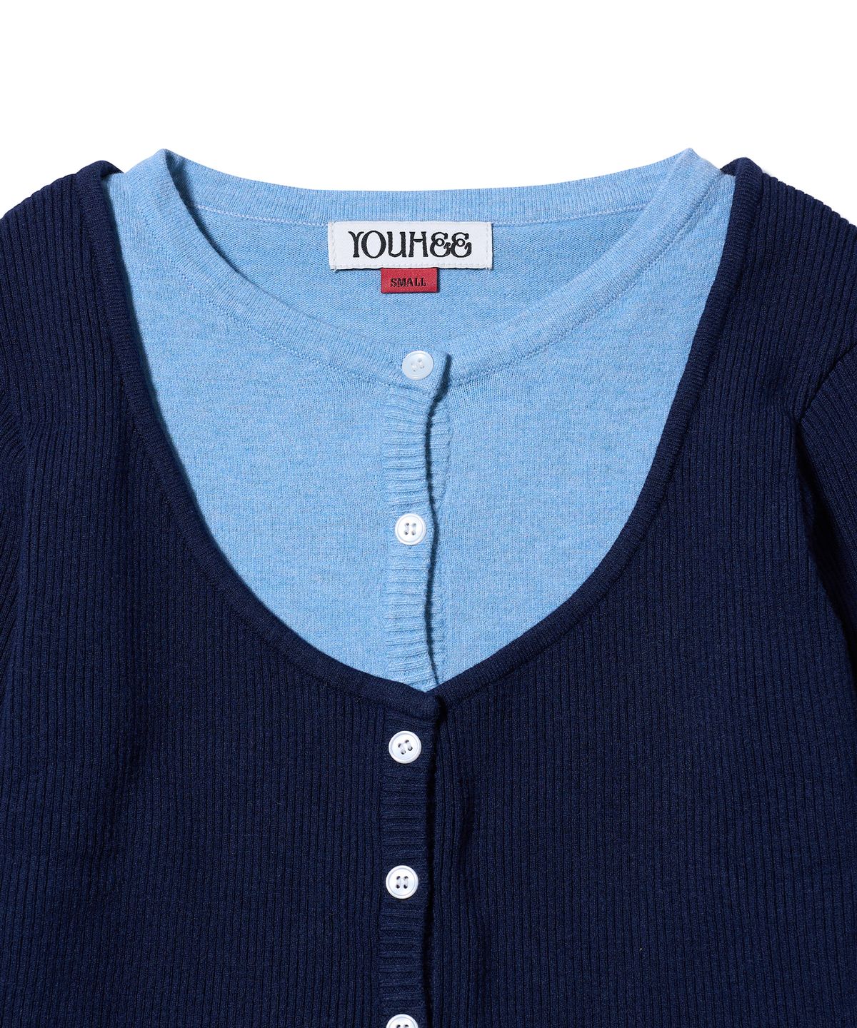 유희(YOUHEE) LAYERED CARDIGAN NAVY