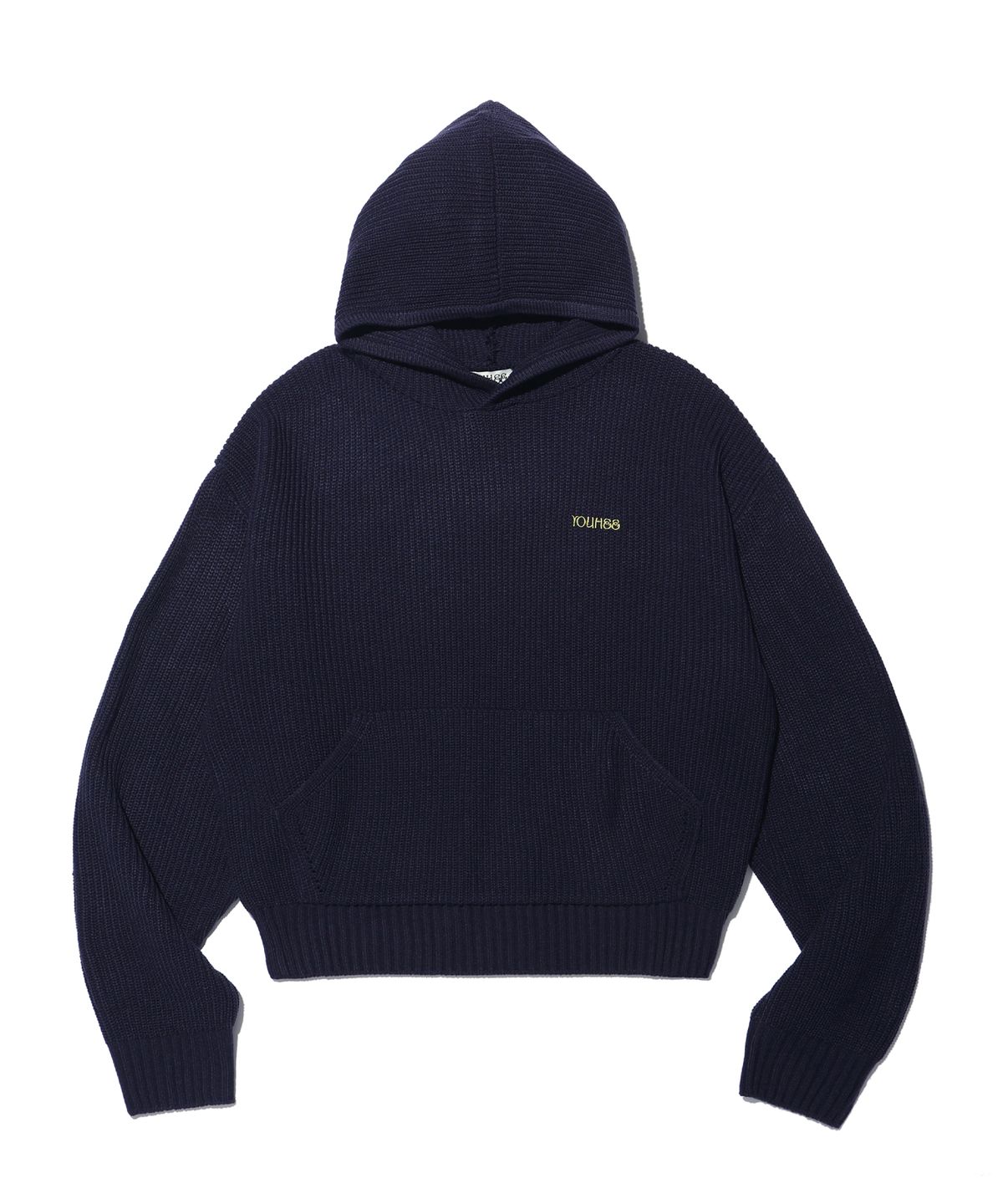 유희(YOUHEE) STAR KNIT HOODIE NAVY