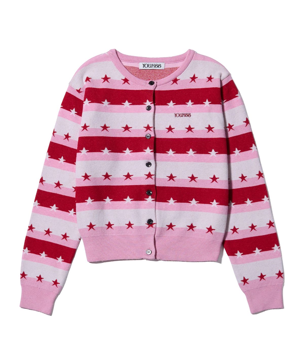 유희(YOUHEE) STAR STRIPE CARDIGAN PINK