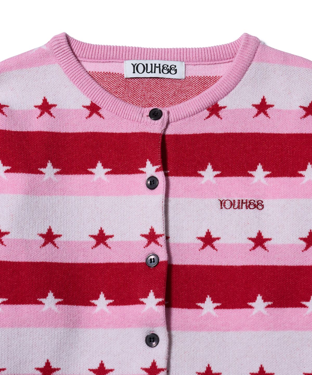 유희(YOUHEE) STAR STRIPE CARDIGAN PINK