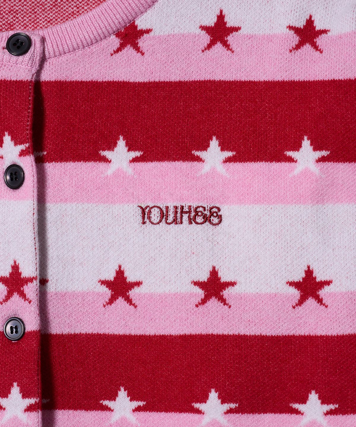 유희(YOUHEE) STAR STRIPE CARDIGAN PINK