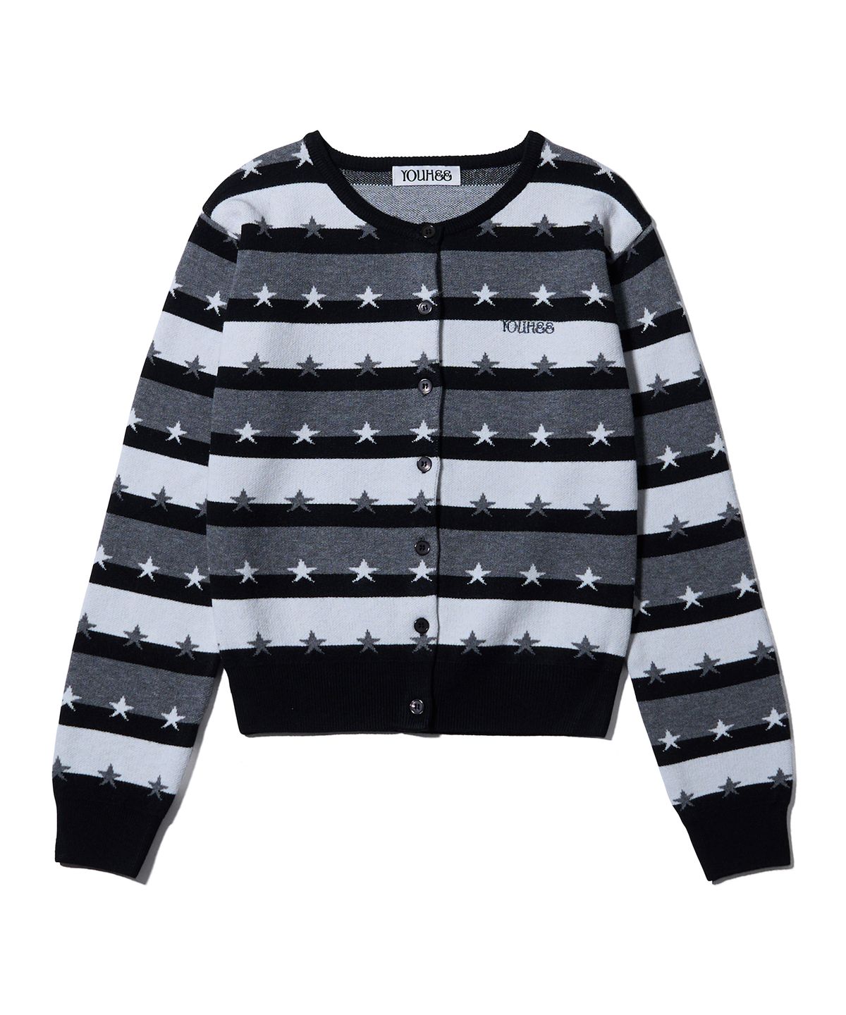 유희(YOUHEE) STAR STRIPE CARDIGAN BLACK