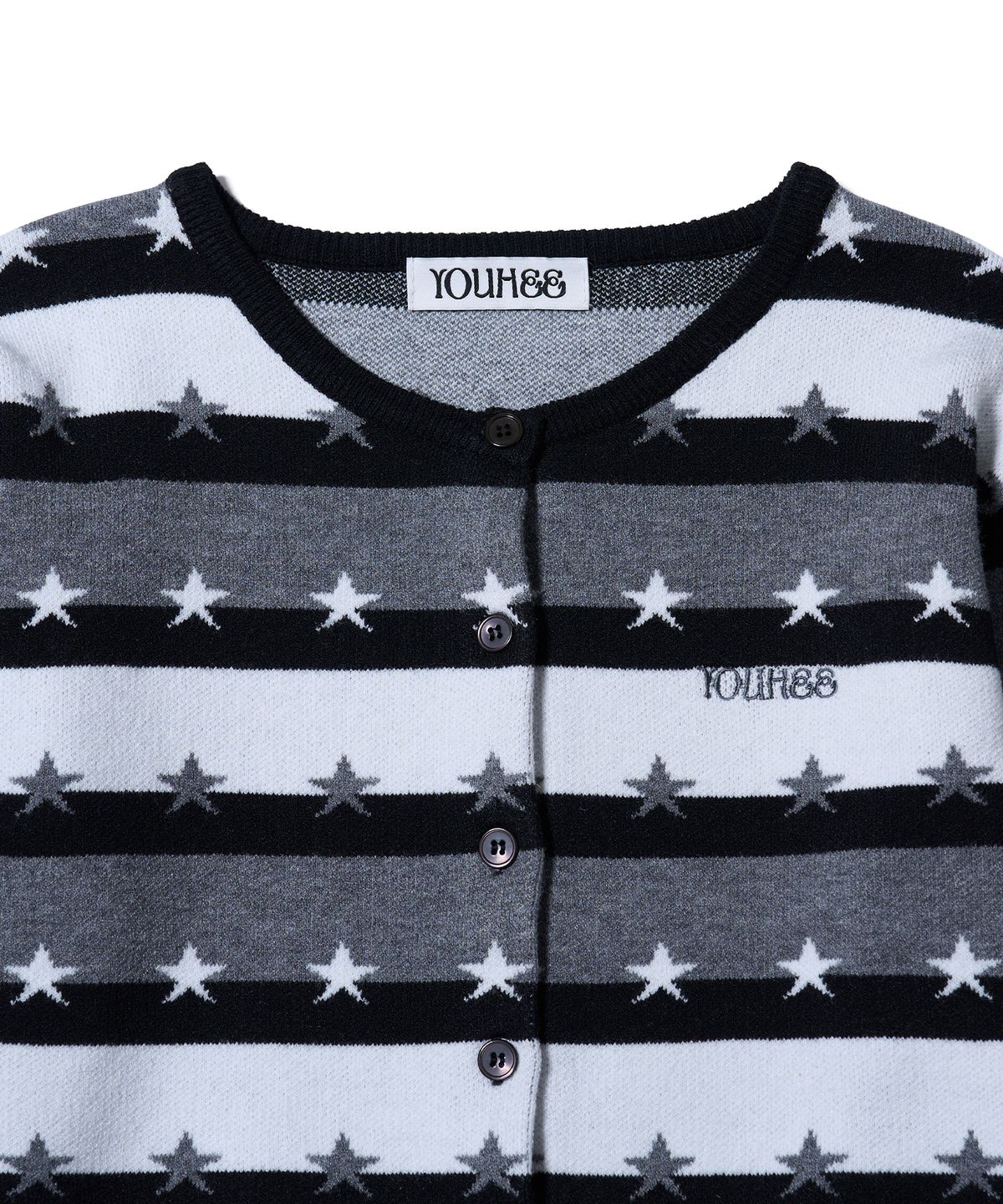 유희(YOUHEE) STAR STRIPE CARDIGAN BLACK