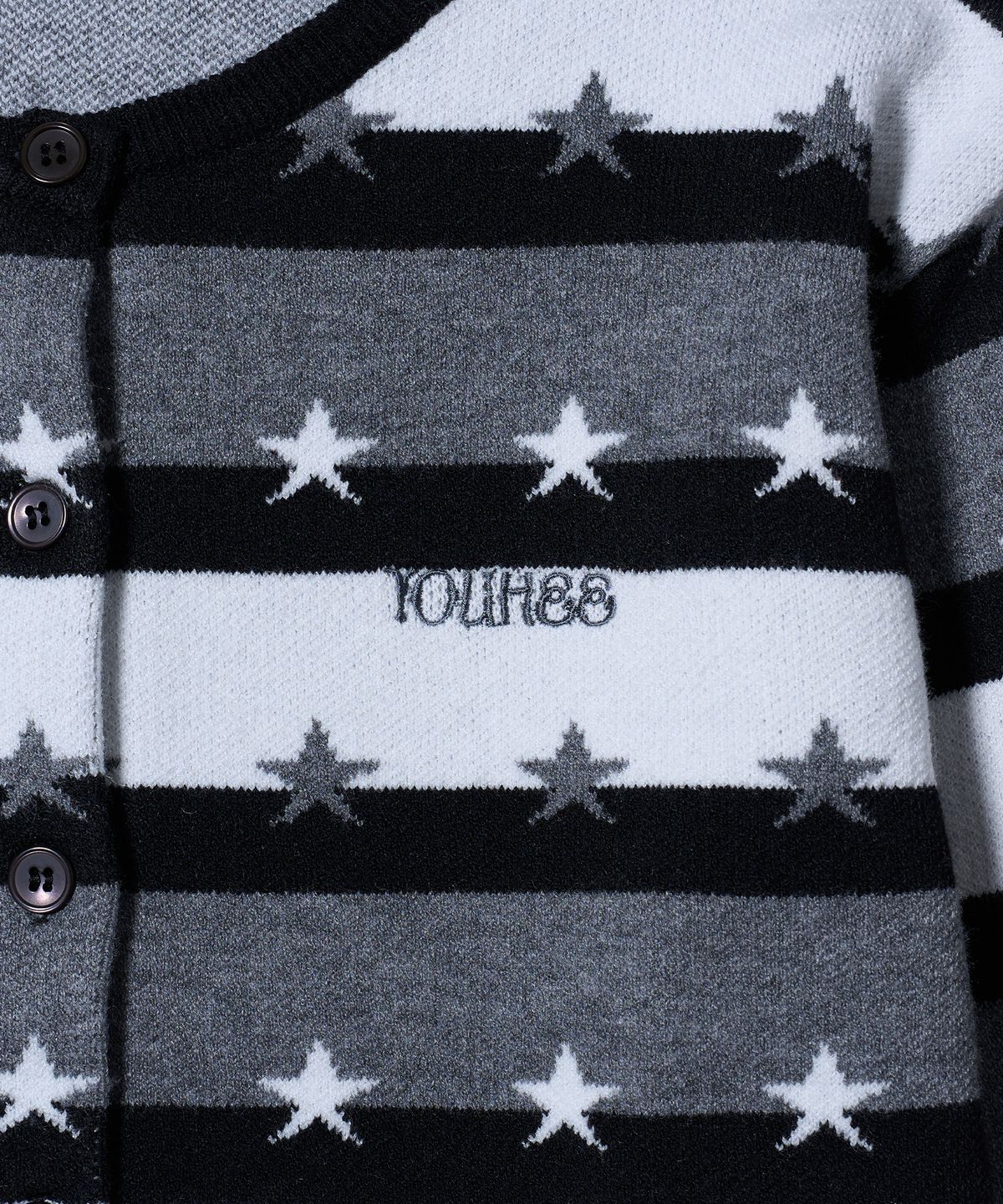 유희(YOUHEE) STAR STRIPE CARDIGAN BLACK