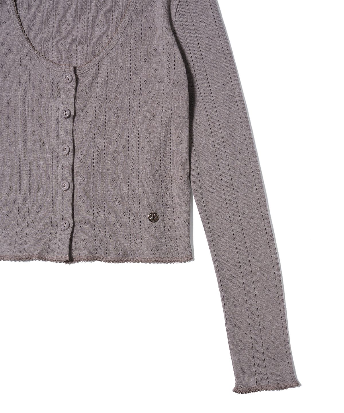 유희(YOUHEE) EYELET CARDIGAN BEIGE