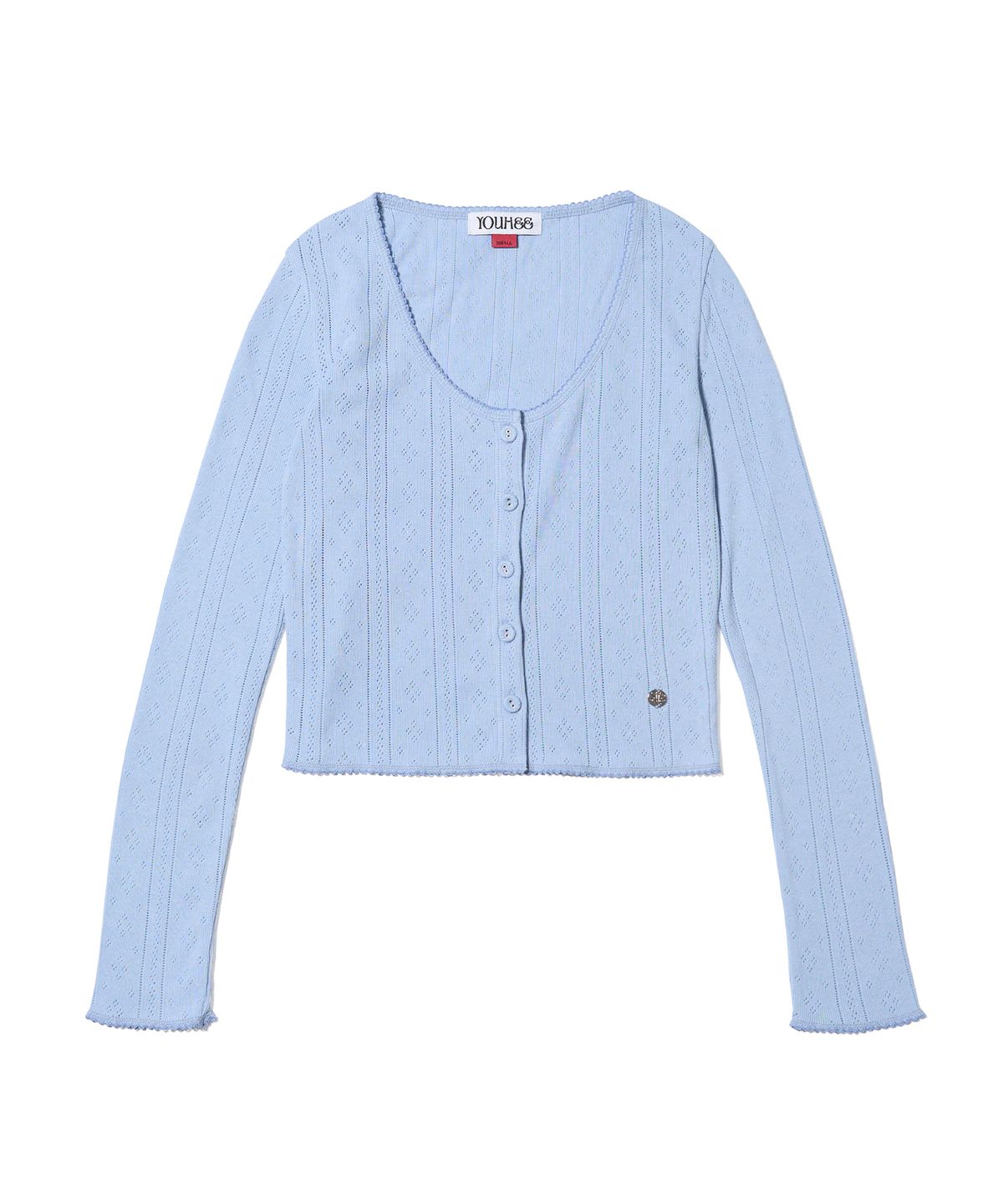 유희(YOUHEE) EYELET CARDIGAN LIGHT BLUE