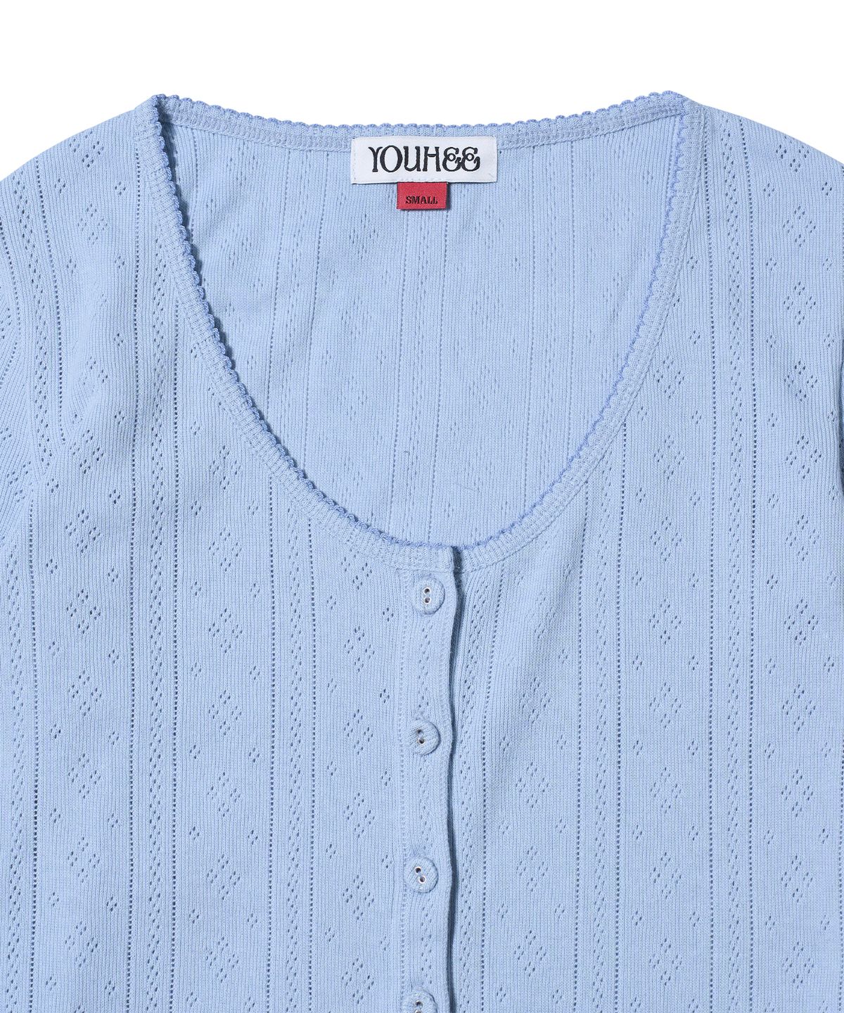 유희(YOUHEE) EYELET CARDIGAN LIGHT BLUE