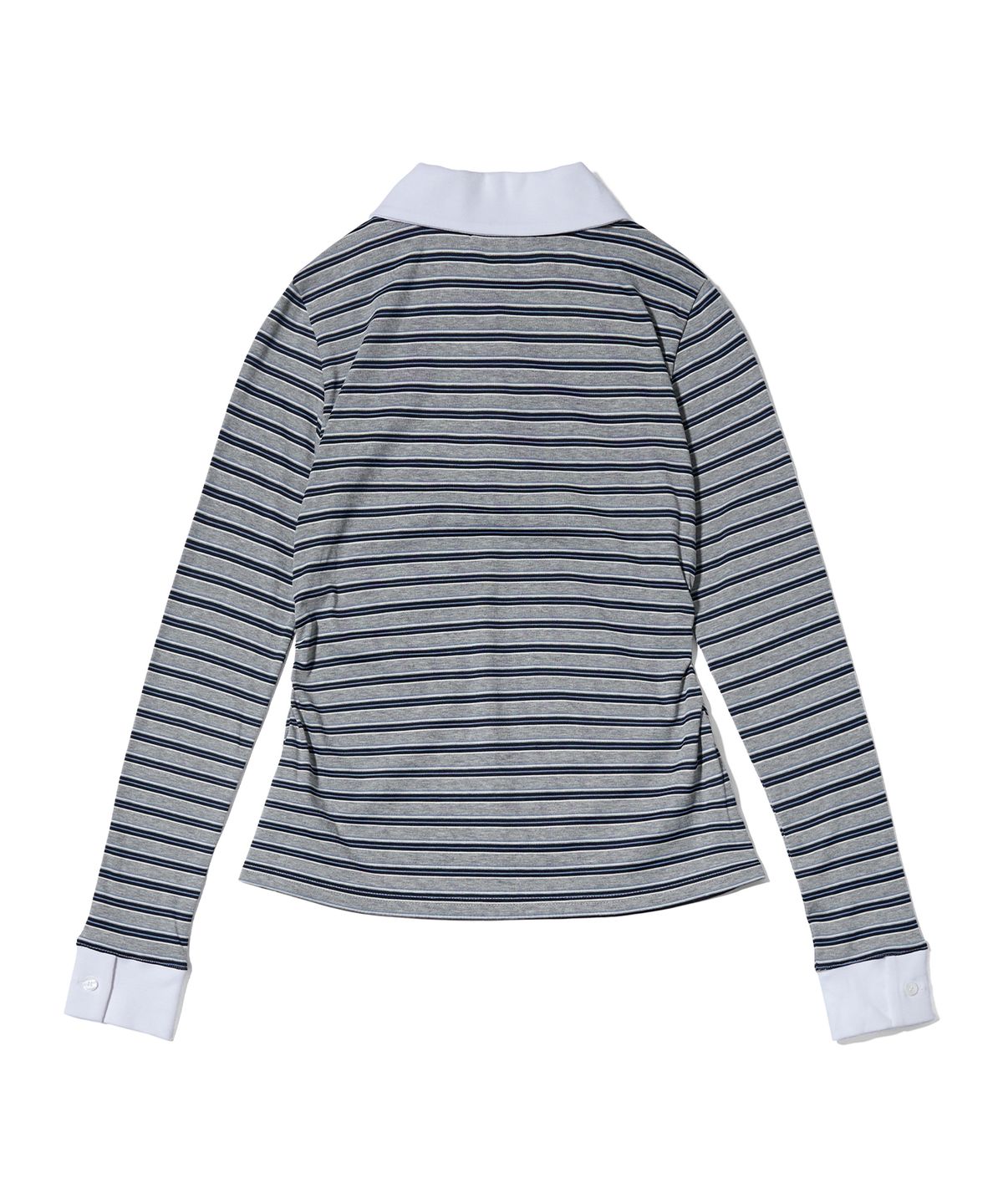 유희(YOUHEE) STRIPE LONG SLEEVE PK T-SHIRTS MELANGE GREY