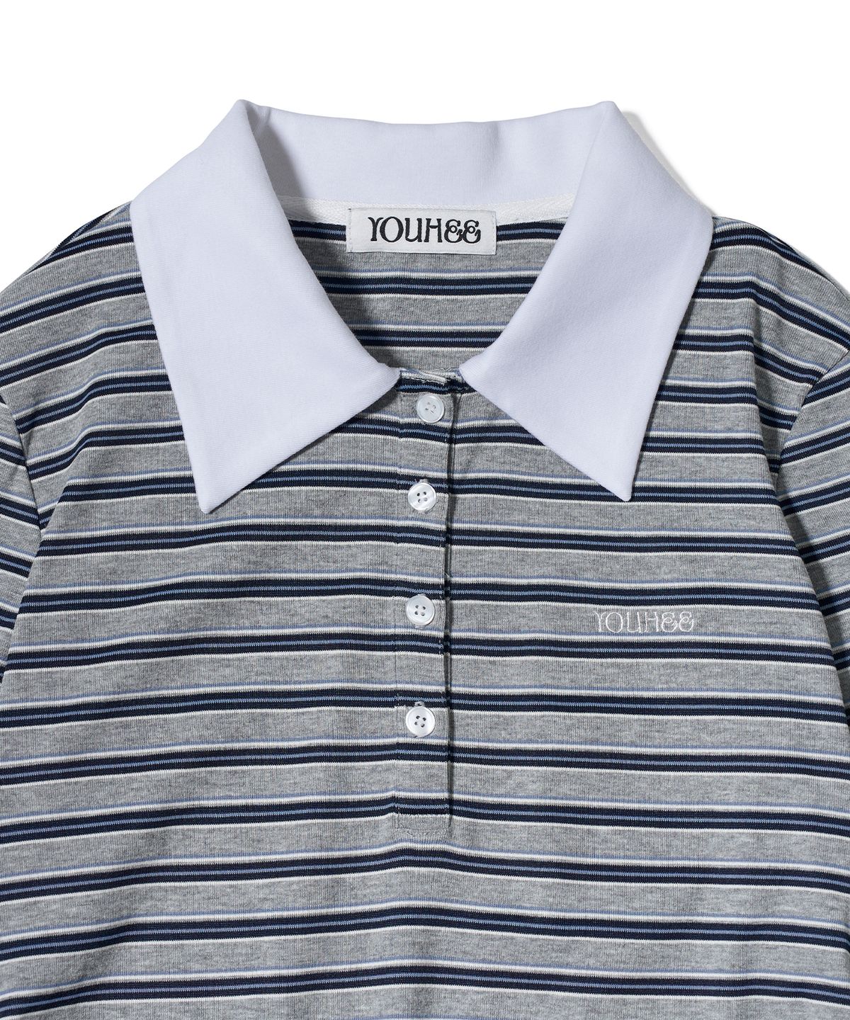 유희(YOUHEE) STRIPE LONG SLEEVE PK T-SHIRTS MELANGE GREY