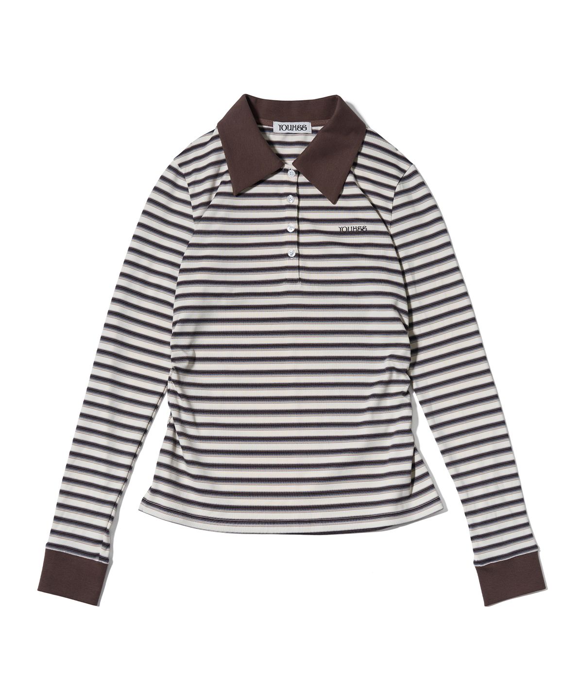 유희(YOUHEE) STRIPE LONG SLEEVE PK T-SHIRTS BROWN
