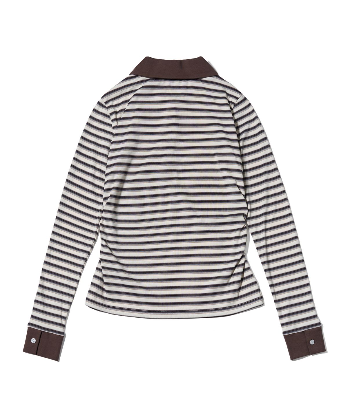 유희(YOUHEE) STRIPE LONG SLEEVE PK T-SHIRTS BROWN
